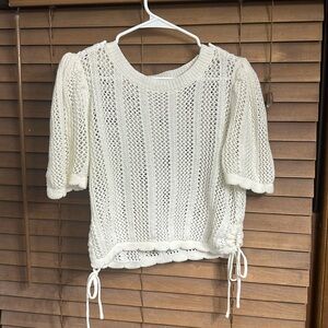 Mello Boat Neck Crochet Knit Top with Side Drawstring